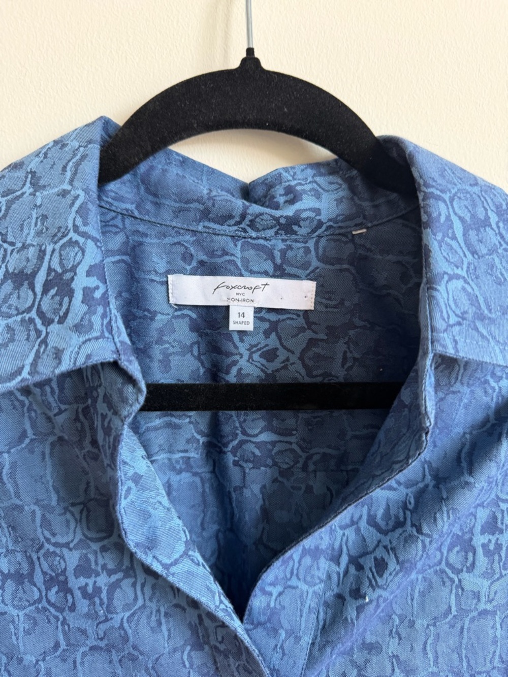 Blue Patterned Button-Up Shirt - Picture 3 of 8